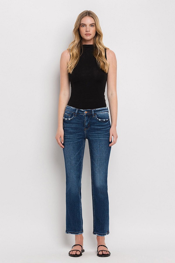 MID RISE ANKLE SLIM STRAIGHT JEANS